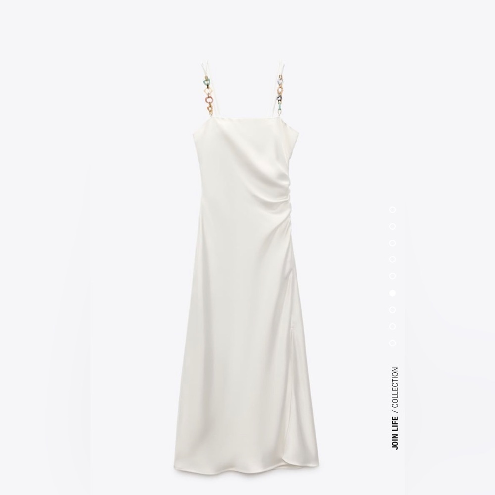 ZARA CHAIN STRAP SATIN EFFECT SLIP DRESS - Picture 6 of 9